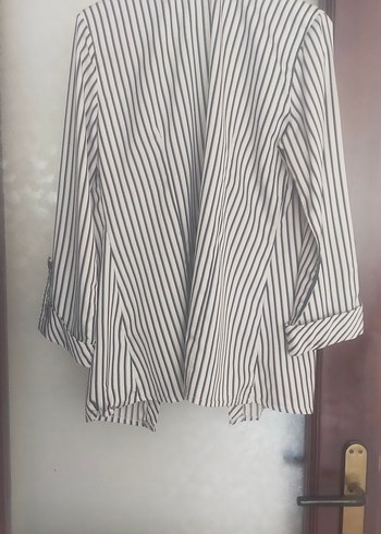 Çizgili Uzun Kollu Kadın Gömlek - Görsel 3