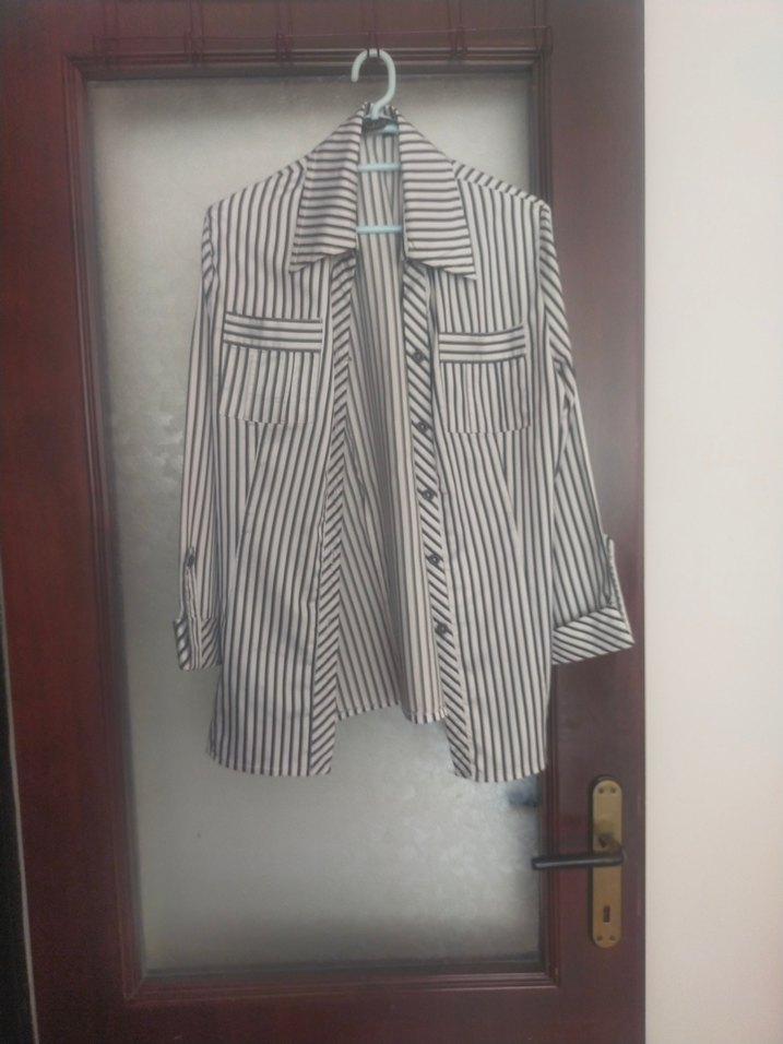 Çizgili Uzun Kollu Kadın Gömlek - Görsel 5