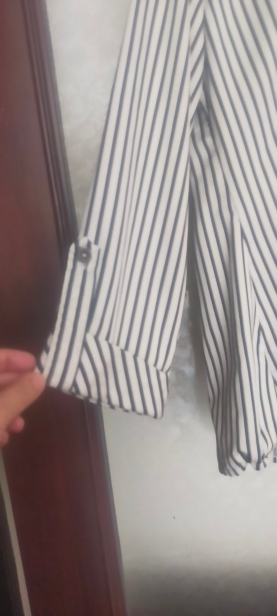 Çizgili Uzun Kollu Kadın Gömlek - Görsel 2