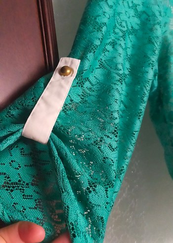 Dantel Detaylı Uzun Kollu Mini Bluz - Görsel 2