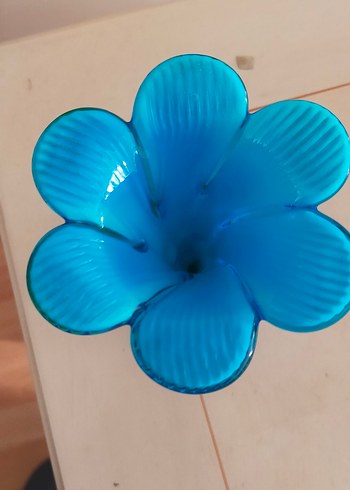 Mavi Çiçekli Murano Vazo - Görsel 2