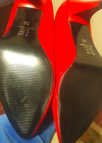 Kırmızı Süet Topuklu Kadın Stiletto - Görsel 7