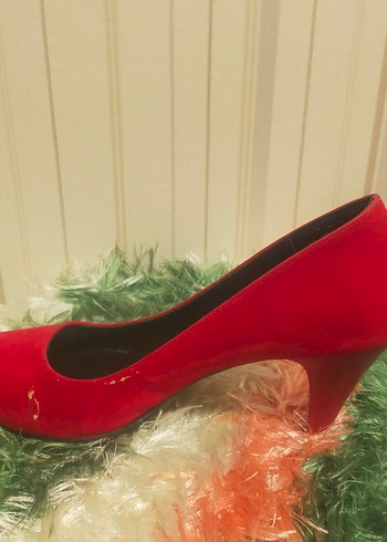 Kırmızı Süet Topuklu Kadın Stiletto - Görsel 3