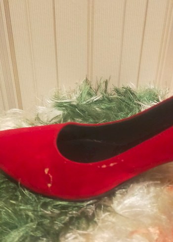 Kırmızı Süet Topuklu Kadın Stiletto - Görsel 4