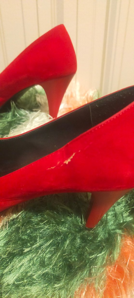 Kırmızı Süet Topuklu Kadın Stiletto - Görsel 5