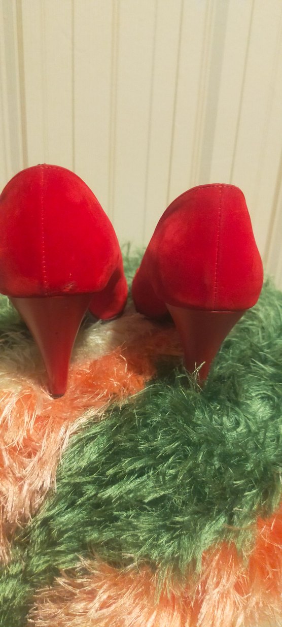 Kırmızı Süet Topuklu Kadın Stiletto - Görsel 2