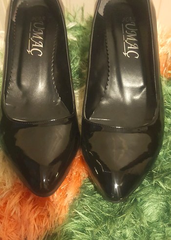 Siyah Rugan kısa topuklu ayakkabi - Görsel 8