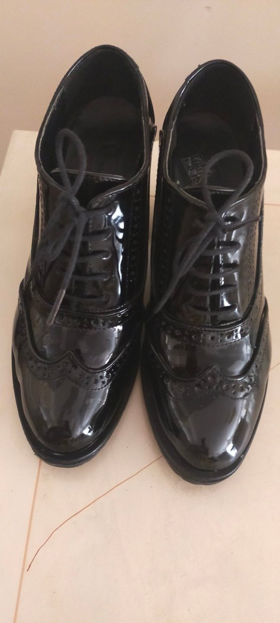 Siyah Rugan Topuklu Kadın Klasik Ayakkabı - Görsel 5