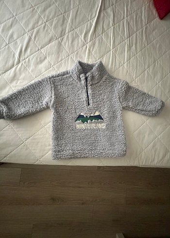 Gri Kapüşonlu Erkek Çocuk Polar Sweatshirt