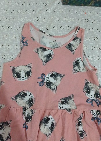 7 Yaş Beden Kız Çocuk Pembe Desenli Kolsuz Elbise
