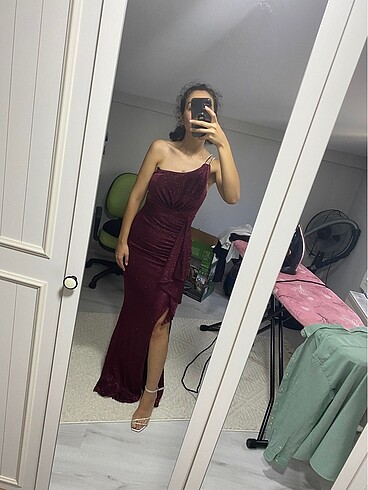 Deniz butik bordo abiye