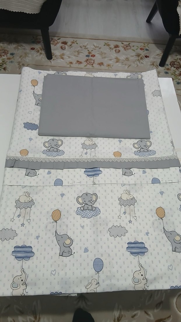 El Emeği Gri Baskılı Çocuk Uyku Seti - Görsel 3