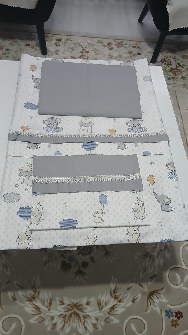 El Emeği Gri Baskılı Çocuk Uyku Seti - Görsel 2