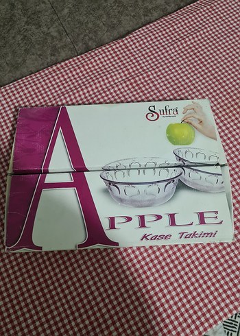 Sufra Apple Baskılı Beyaz Kase Takımı