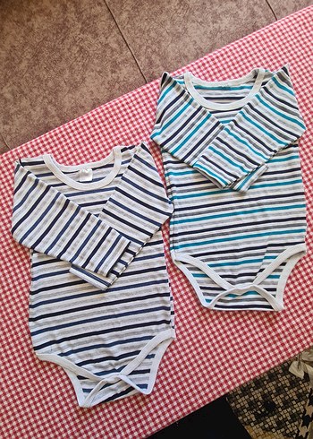 Uzun Kollu Çizgili Bebek Çıtçıtlı Body