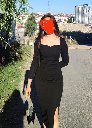 Diğer Siyah kalp yaka elbise