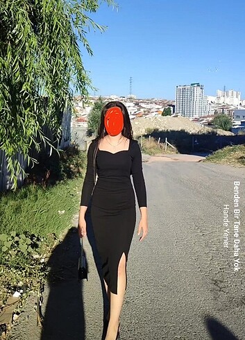 s Beden Siyah kalp yaka elbise
