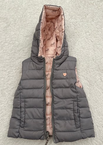 Çift Yönlü Kız Çocuk Kapüşonlu Desenli Şişme Yelek - Görsel 2