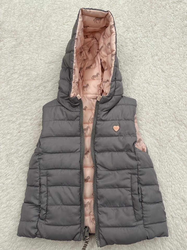 Çift Yönlü Kız Çocuk Kapüşonlu Desenli Şişme Yelek - Görsel 2