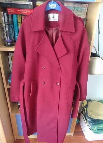 40 Beden bordo Renk Bordo kaşe oversize kaban