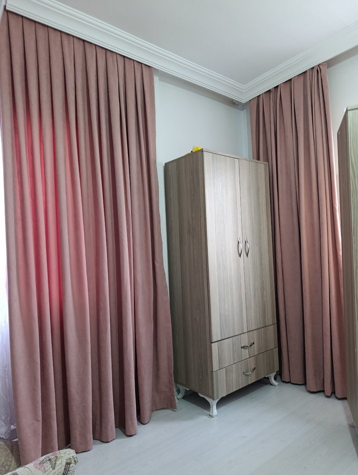 Bej Modern Düz Fon Perde - Görsel 2