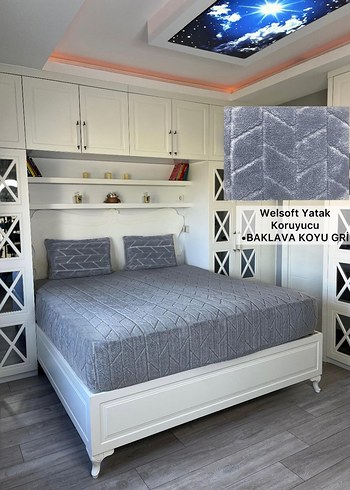 Gri Zigzag Desenli Welsoft Yatak Koruyucu - Görsel 2