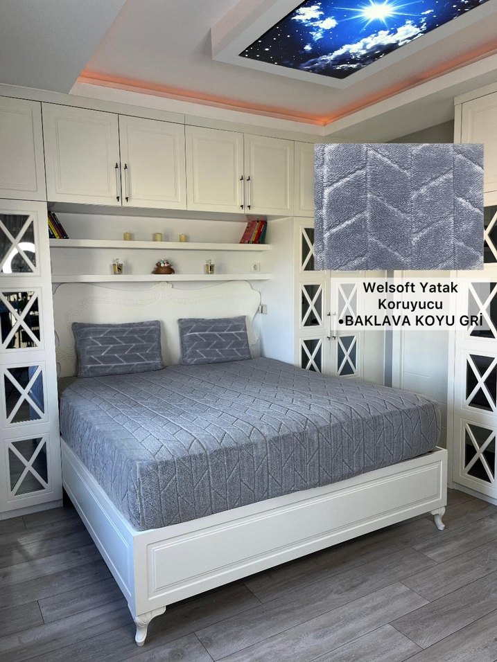 Gri Zigzag Desenli Welsoft Yatak Koruyucu - Görsel 2