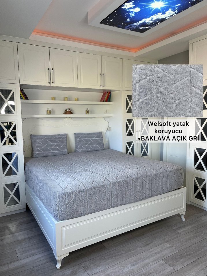 Gri Zigzag Desenli Welsoft Yatak Koruyucu - Görsel 5