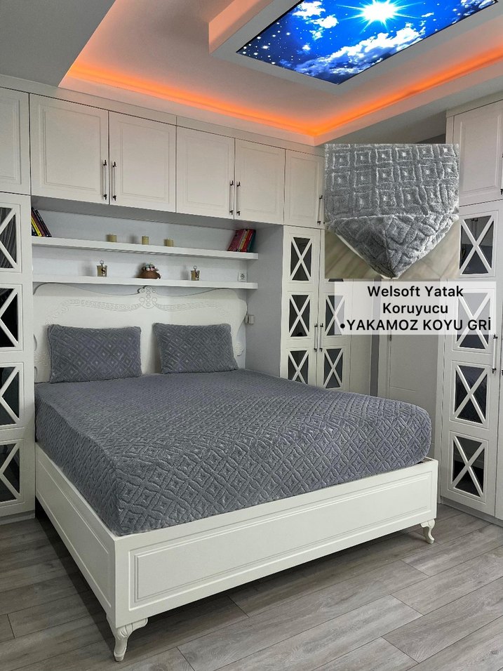 Gri Zigzag Desenli Welsoft Yatak Koruyucu - Görsel 4