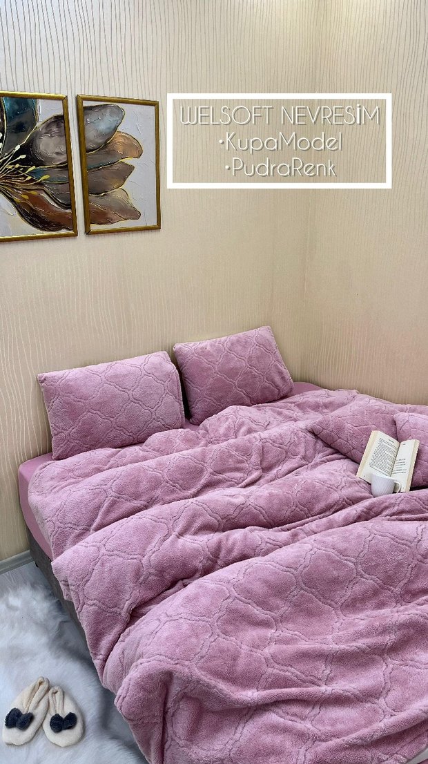 Pudra Renkli Baklava Modeli Nevresim Takımı - Görsel 3