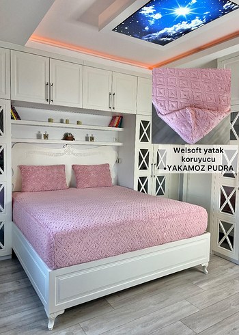 Pudra örgü Desenli Welsoft Yatak Koruyucu - Görsel 4