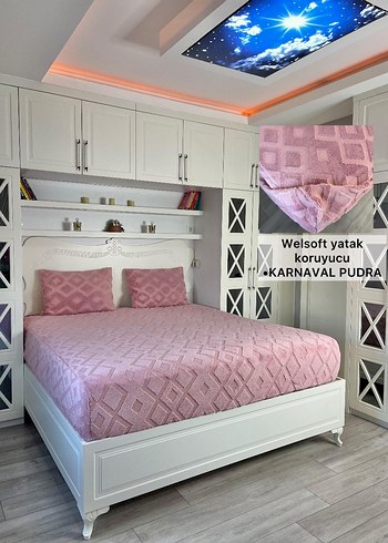 Pudra örgü Desenli Welsoft Yatak Koruyucu - Görsel 2