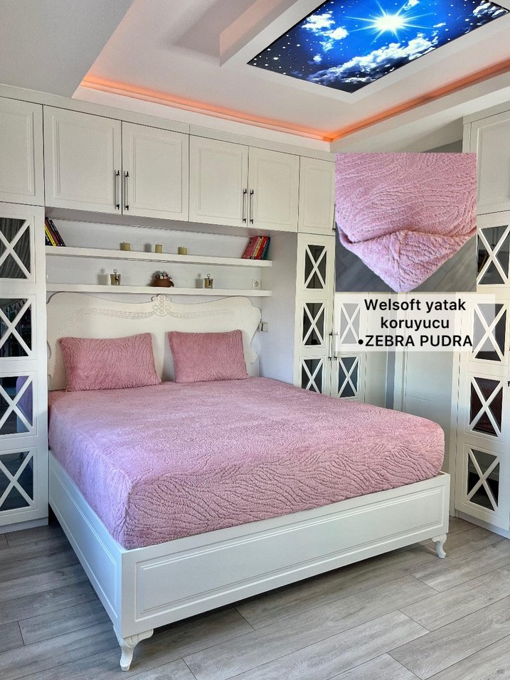 Pudra örgü Desenli Welsoft Yatak Koruyucu - Görsel 5