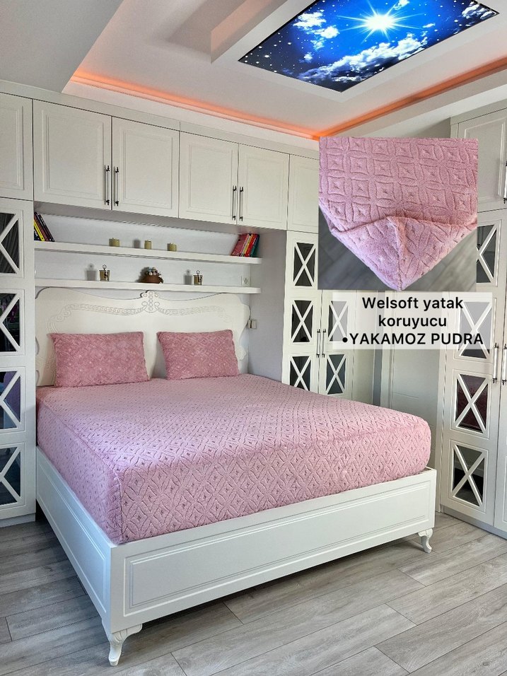 Pudra örgü Desenli Welsoft Yatak Koruyucu - Görsel 4