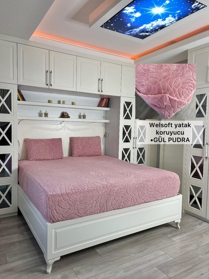 Pudra örgü Desenli Welsoft Yatak Koruyucu - Görsel 3