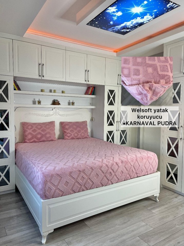 Pudra örgü Desenli Welsoft Yatak Koruyucu - Görsel 2