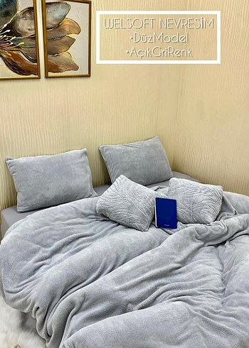 Gri Baklava Desenli Yumuşak Nevresim Seti - Görsel 3