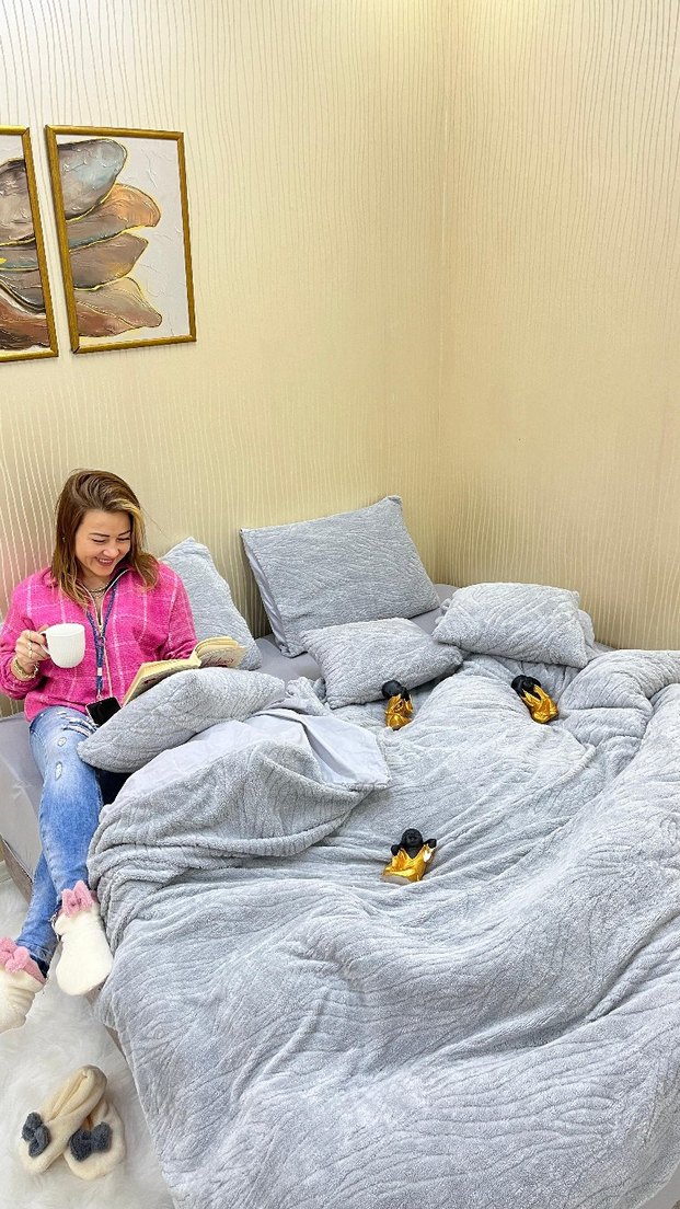 Gri Baklava Desenli Yumuşak Nevresim Seti - Görsel 5