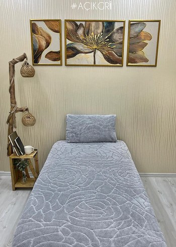 Açık Gri Düz Desenli Yatak Örtüsü - Görsel 2