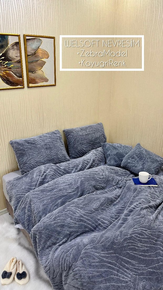 JELSOFT Koyu Gri Baklava Desenli Nevresim Takımı - Görsel 4