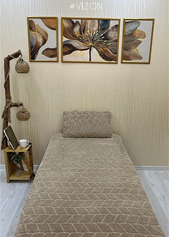 Bej Renkli Düz Yatak Örtüsü - Görsel 5