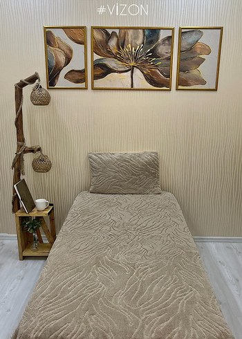 Bej Renkli Düz Yatak Örtüsü - Görsel 3