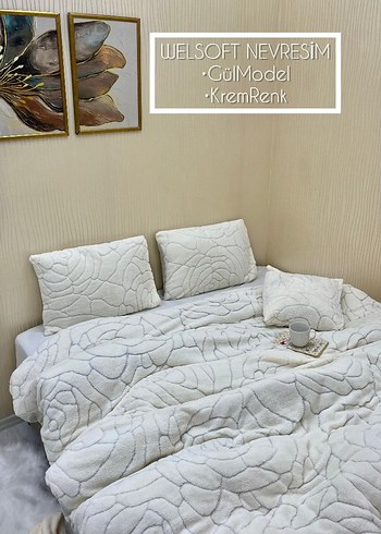 Krem Renk Welsoft Düz Nevresim - Görsel 7