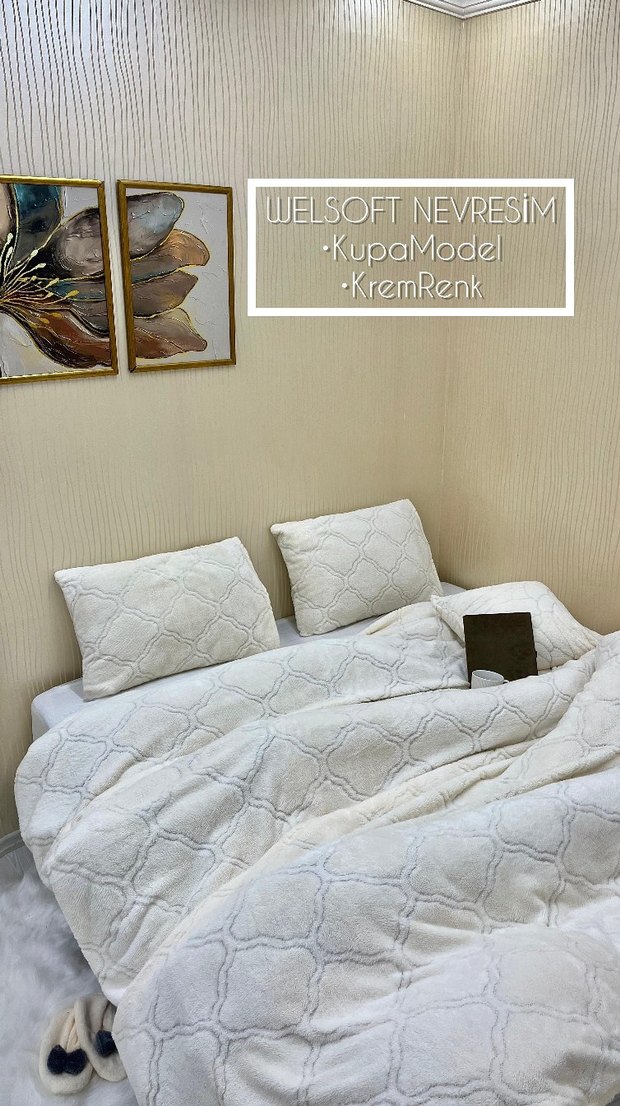 Krem Renk Welsoft Düz Nevresim - Görsel 2