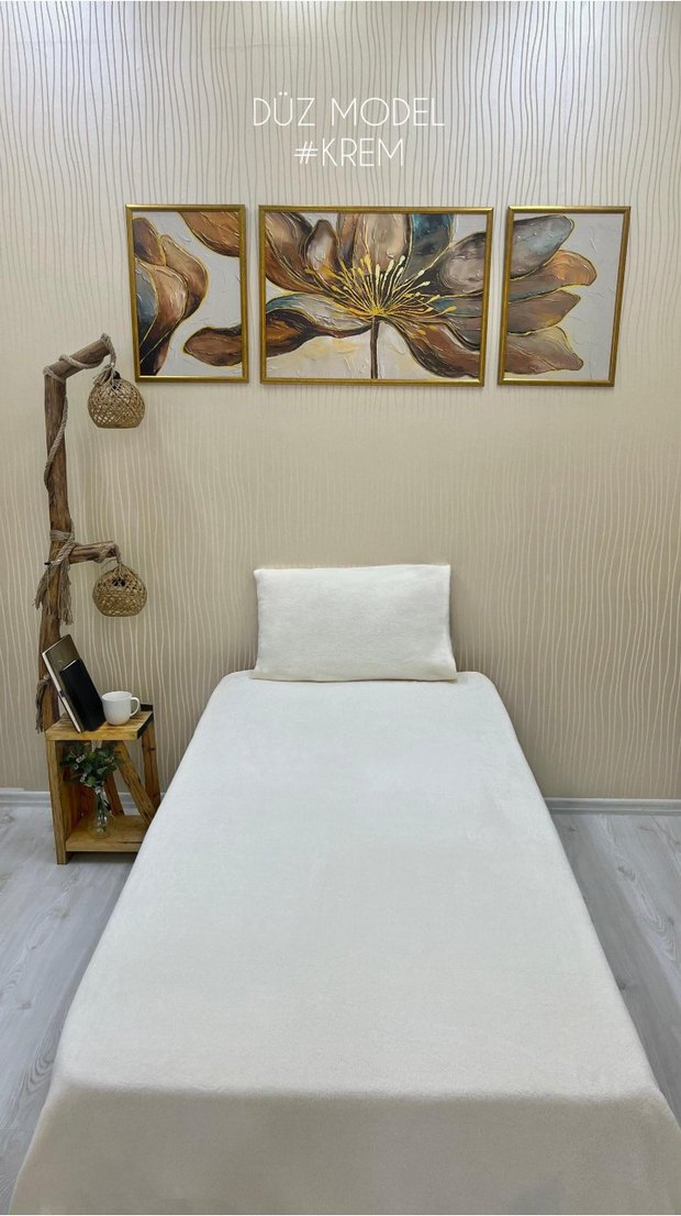 Krem Renk Welsoft Düz Nevresim - Görsel 5