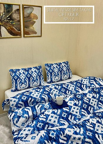 Parlak Mavi Batik Çift Kişilik Nevresim Takımı - Görsel 3