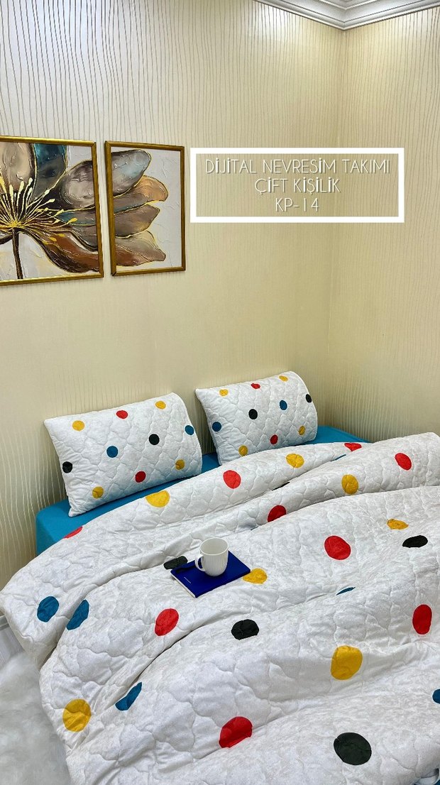 Parlak Mavi Batik Çift Kişilik Nevresim Takımı - Görsel 2