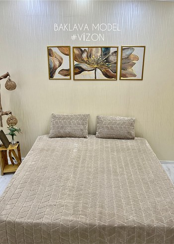 Bej Welsoft Yumuşak Çiçek Desenli Yatak Örtüsü - Görsel 10