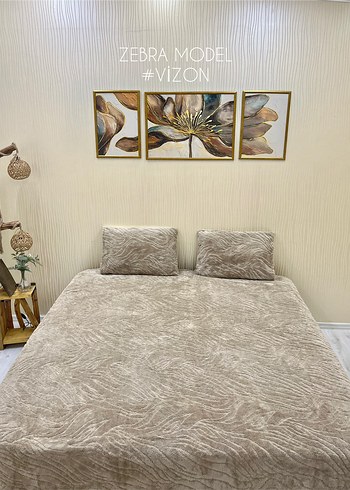 Bej Welsoft Yumuşak Çiçek Desenli Yatak Örtüsü - Görsel 4