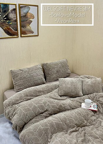 Bej Welsoft Yumuşak Çiçek Desenli Yatak Örtüsü - Görsel 9